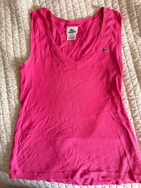 Lacoste Women’s Hot Pink Sleeveless Crewneck Tank